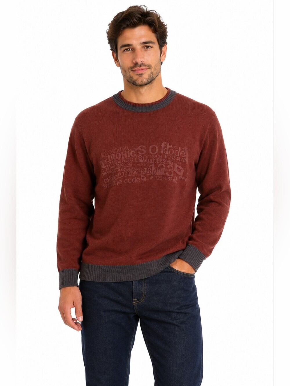 Sargent Pepper  Knit Sweater, Crewneck, Brown, L